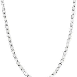 Italian 925 Sterling Silver Sparkle Mirror Link Chain Necklace for Women, Made i